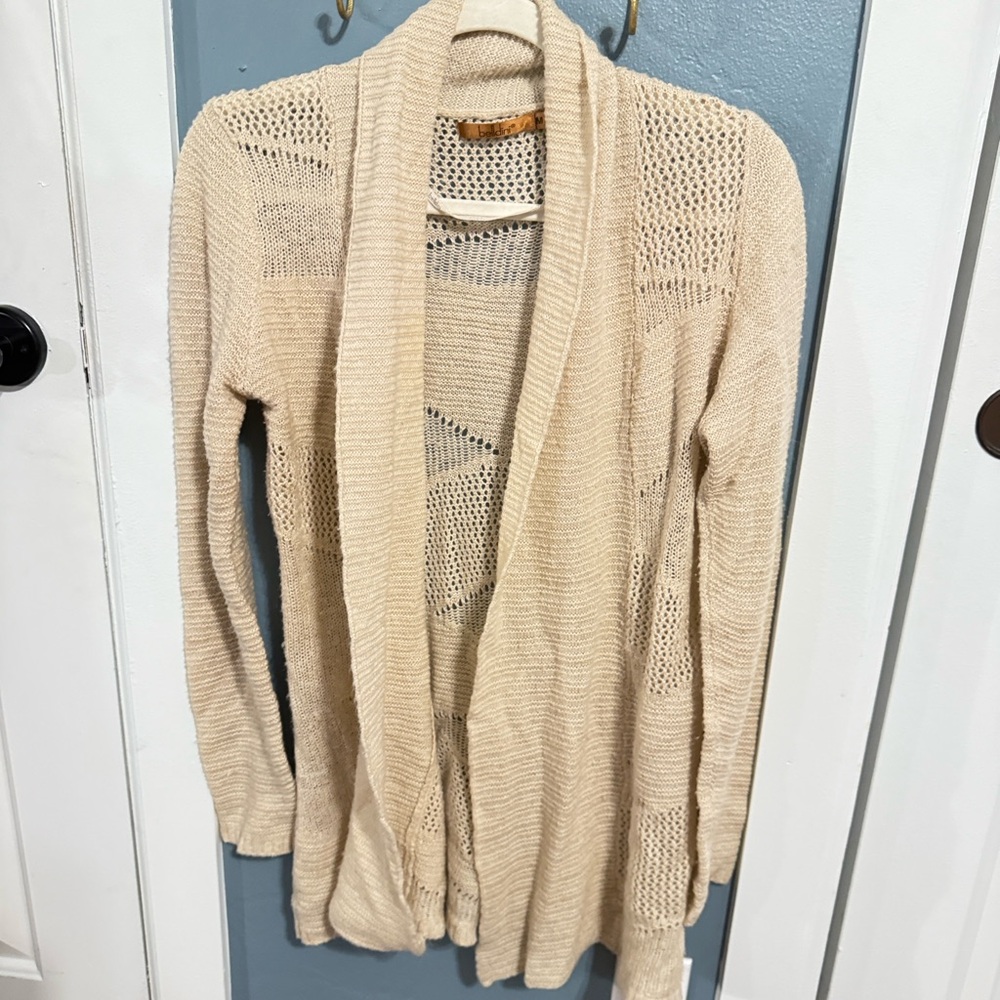 Belldini Beige Open-Knit Cardigan